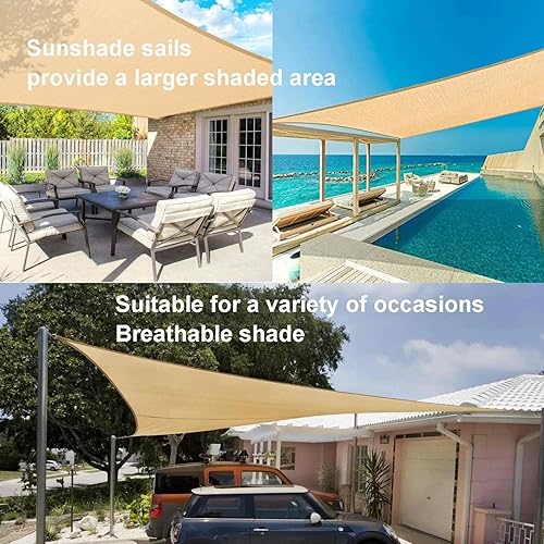 Miniatura 3 de linstock Toldo para sombra, tela de malla con bloqueo UV para patio, jardín, patio, césped, al aire libre (16 x 16 x 16 pies, arena)