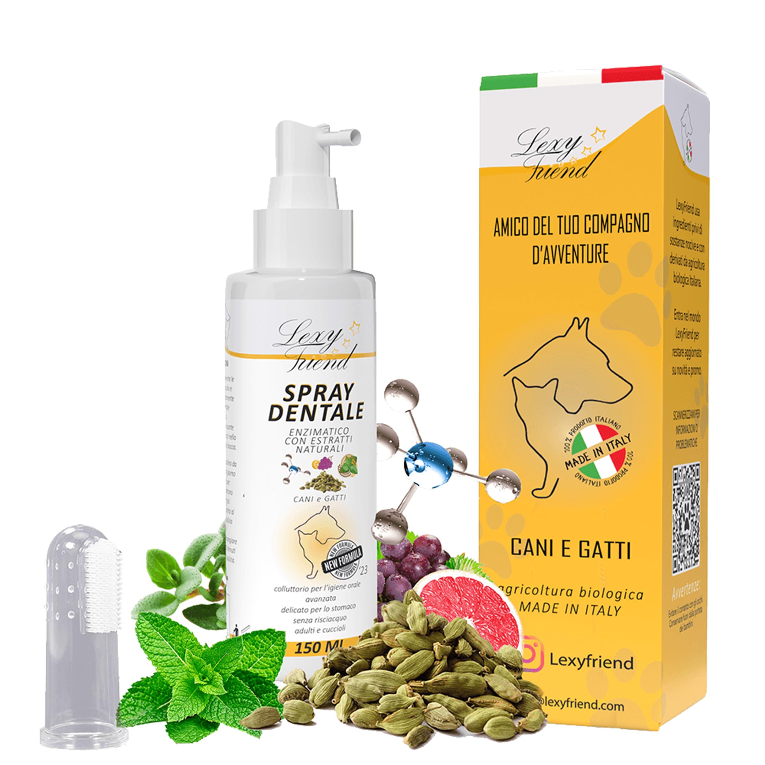 Spray Dentale Enzimatico per Cani e Gatti Dentifricio Naturale Igiene Orale Rimedio Tartaro Alitosi