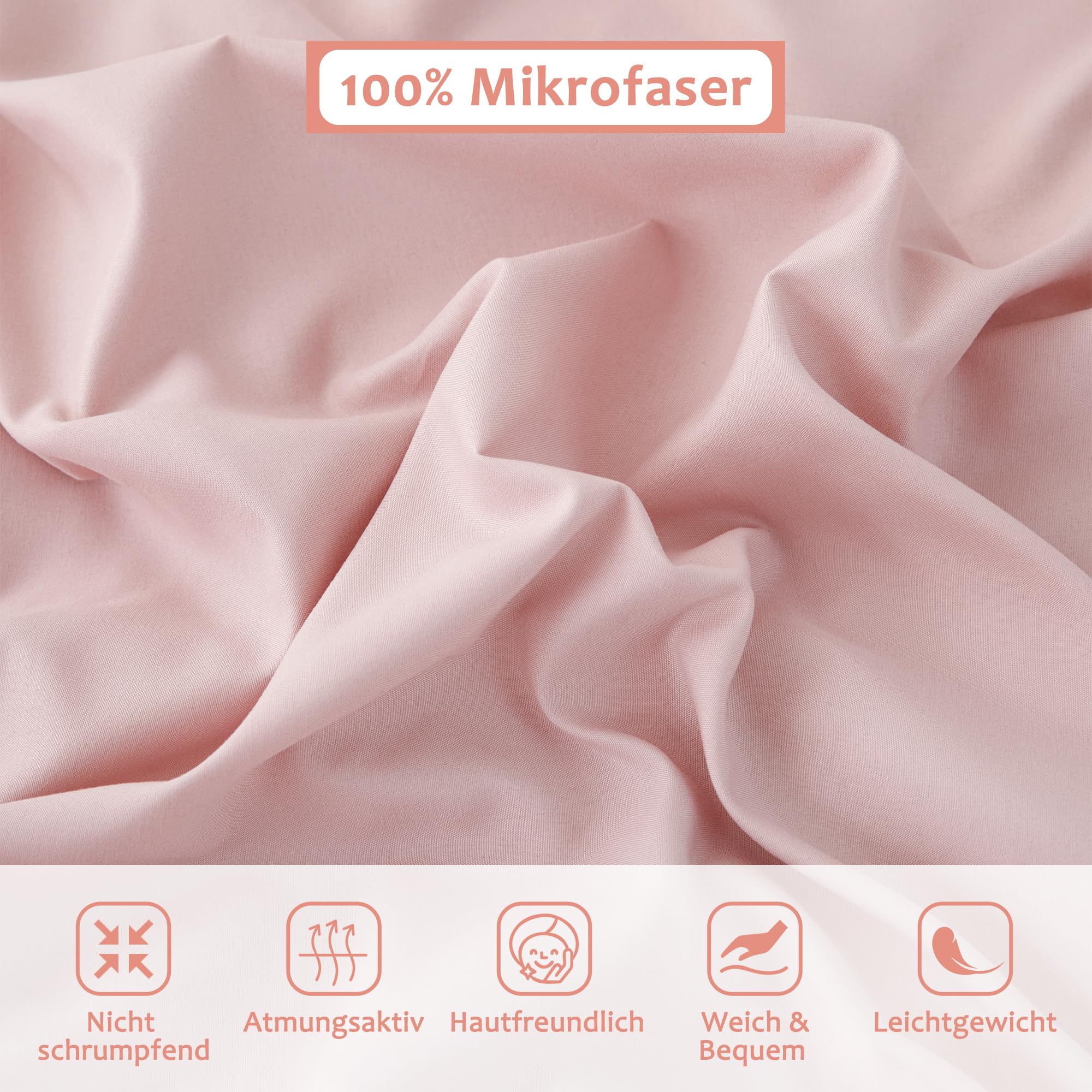 TOCOMOA Rüschen Bettwäsche 135x200 4teilig, Aesthetic Bettwäsche-Sets | Öko-Tex Zertifiziert, Hautfreundlich, Weich Bettbezug mit Reißverschluss atmungsaktiv, Kopfkissenbezug 80x80cm, Rosa