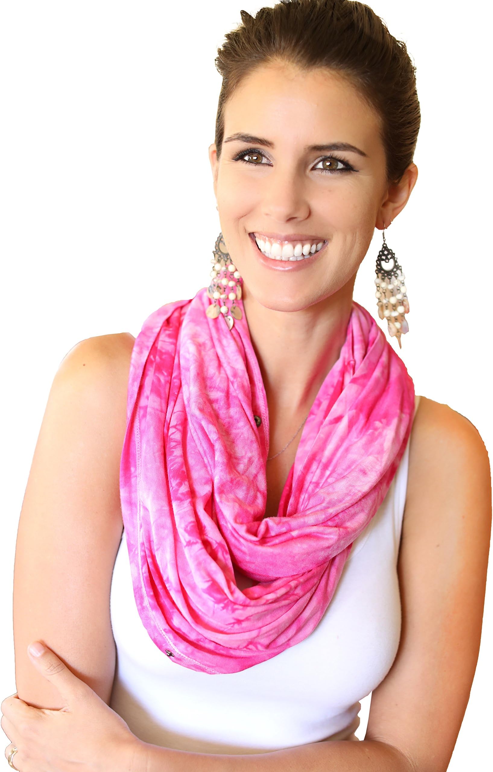 Nursing Cover Up with Clip – Breastfeeding Scarf for Privacy – Pink Tie Dye Pattern