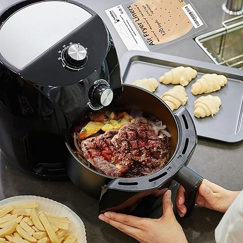 Miniatura 7 de Katbite 200 piezas de papel pergamino para freidora de aire de 7.5 pulgadas, forros cuadrados antiadherentes resistentes para freidora de aire,