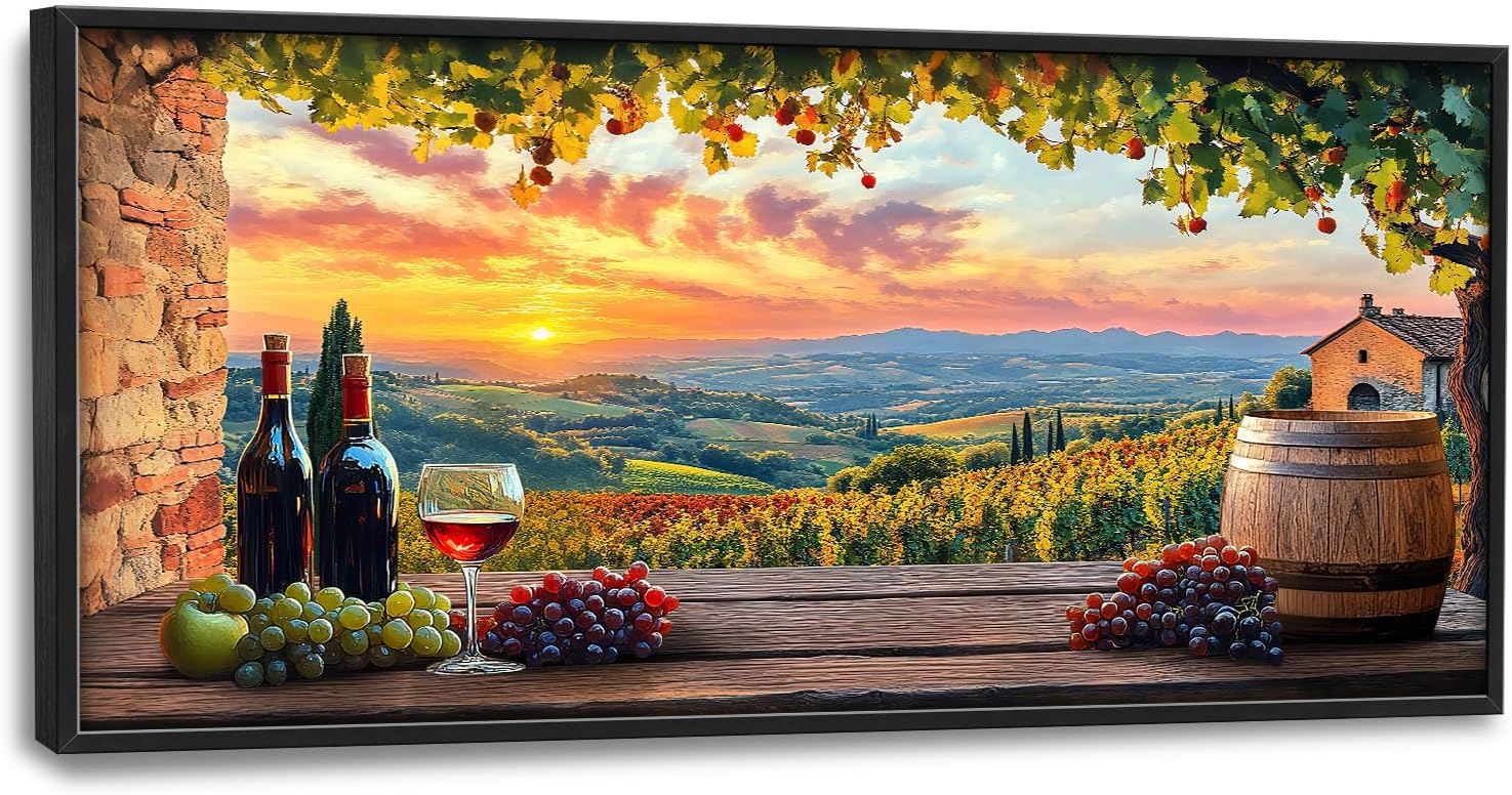 Large Sunrise Landscape Wall Art for Living Room, Sunset Scenery Canvas Oversized Wall Decor for Dining Room, Farmhouse Framed Pictures Painting Print Artwork for Bedroom Office 60L" x 30W" 60L" x 30W" Sunset