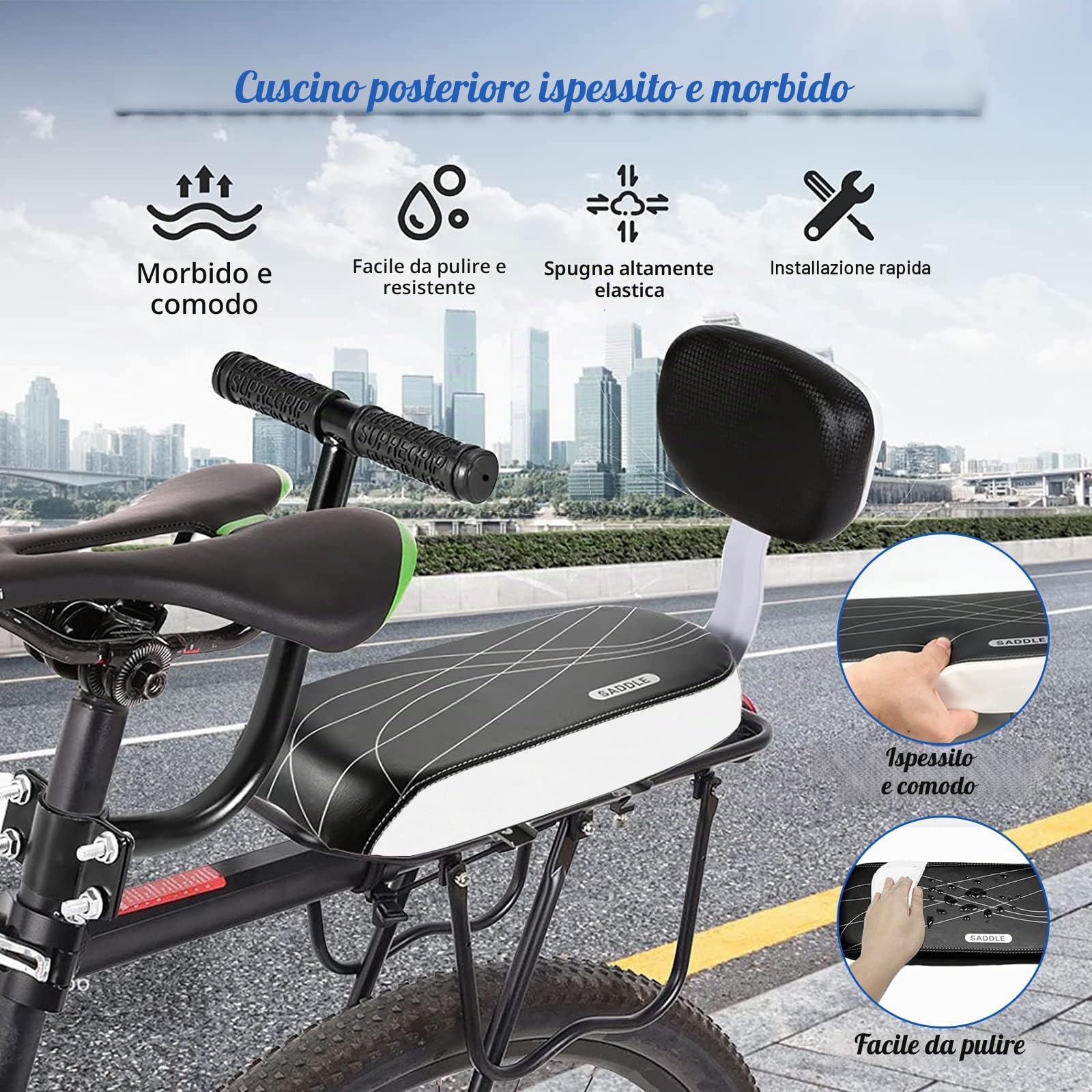 auvstar - Cuscino per Portapacchi della Bici per Il Trasporto di Bambini