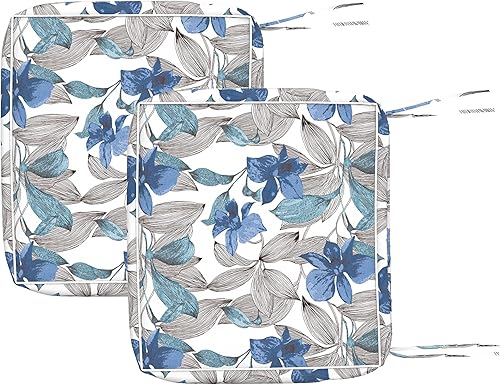 Fundas de cojín de patio de 22 x 20 x 4 pulgadas, solo fundas de asiento para sillas de patio, resistentes al agua, paquete de 2, color azul Clemens