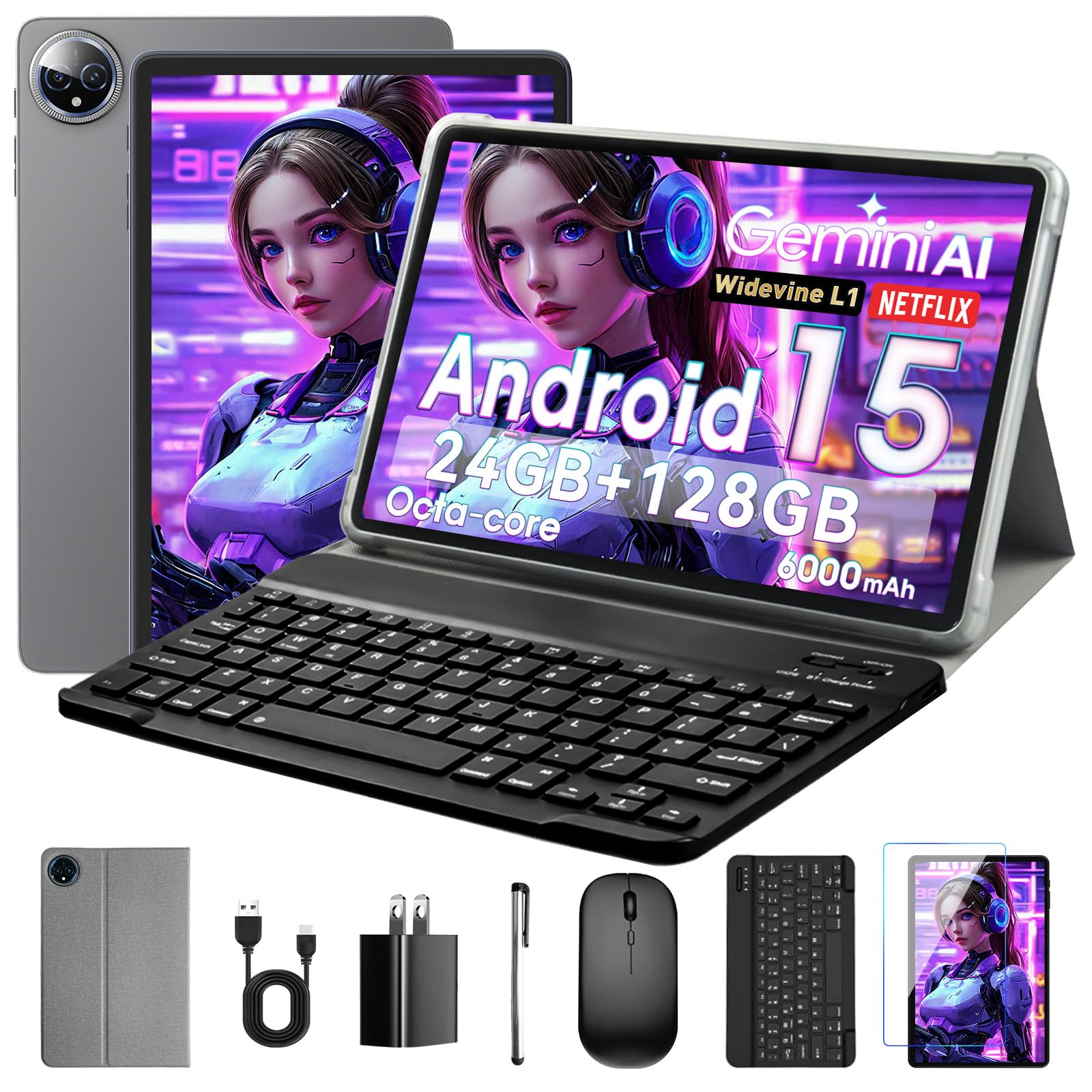 Android 15 タブレット 24GB+128GB 1TB拡張 Amazon.com : Aobante 10 Inch Tablet, Android 15 with 24GB RAM +
