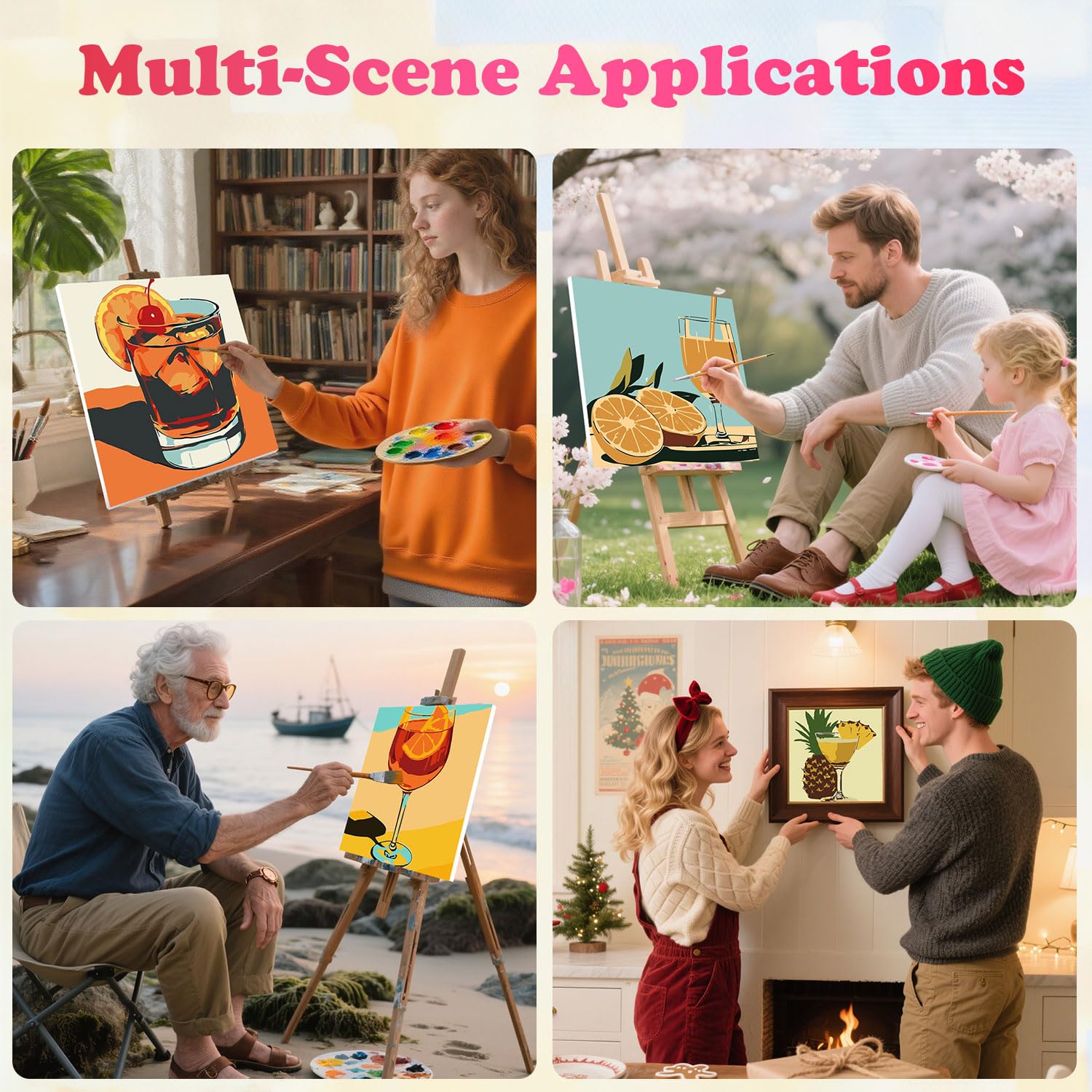 ARTOWN Lot de 6 Kits de Peinture par Numéros pour Adulte DIY Kit de Peinture par Numéros à l'huile Acrylique Débutants Enfants pour Décoration de la Maison