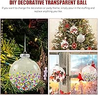 Vista 6 de HOMSFOU Bolas de adorno de plástico, bola plana transparente, adornos de Navidad, adornos colgantes rellenables de plástico, bola de globos de disco