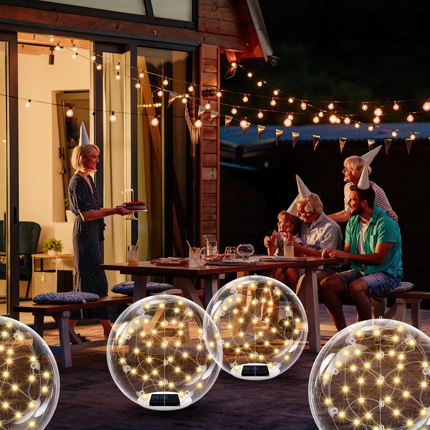 Floating Pool Lights Solar Powered-14in Warm White Solar Powered Pool Light Balls,IP68 Waterproof Balls for Outdoor Swimming Pool, Backyard Pond,Party Decorations(2Pcs)