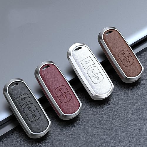 Miniatura 6 de HIBEYO Funda para llavero de coche para Mazda CX-5 CX5 Atenza CX-7 CX7 CX-9 CX9 MX5 2 botones accesorios de coche de metal y cuero funda protectora