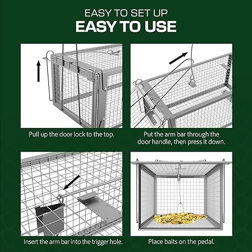 Miniatura 5 de Trampa humana para esquirell, paquete de 2, jaulas de ardilla y ratas que funcionan para el hogar  Atrapa y suelta  Reutilizable y duradera  Trampa