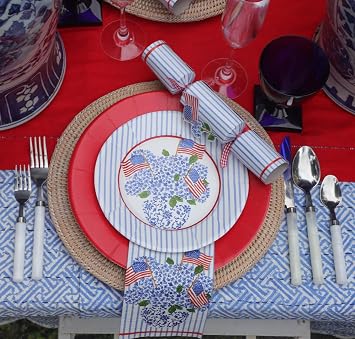 Caspari Celebration party favor 8-Pack Party Favors with Flags & Hydrangeas Design, Patriotic Theme, Includes Hats, Jokes & Trinkets Elegant Holiday Table Decorations