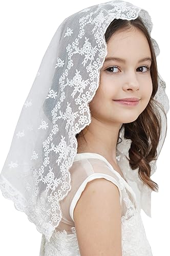 Pestañas Encaje Vintage Floral Encaje Bufanda Encaje Capilla Velo Mantilla Infinity Latin Mass S04