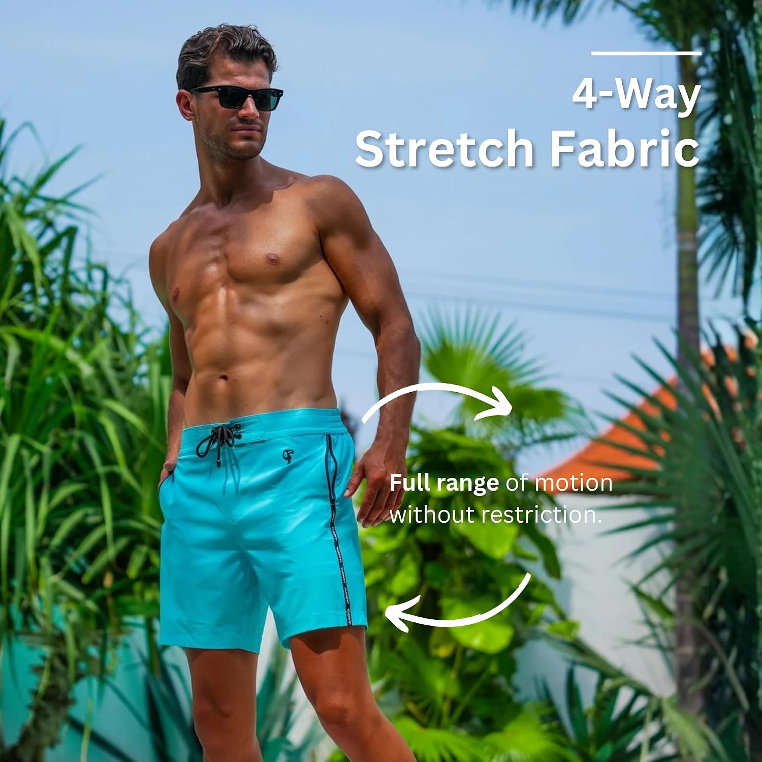 Tucann Men's Trunks 7" Compression Liner Quick Dry Zipper Pocket Chlorine Resistan 4 Way Stretch Swim Shorts for Men