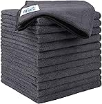 HOMEXCEL Microfiber Ultra Absorbent Cleaning Cloth, Lint Free, Streak Free Cleaning Rag Towels for Washing Cars, Kitchen and Window, 12.5 x 12.5 inches, Grey, 12 Pack