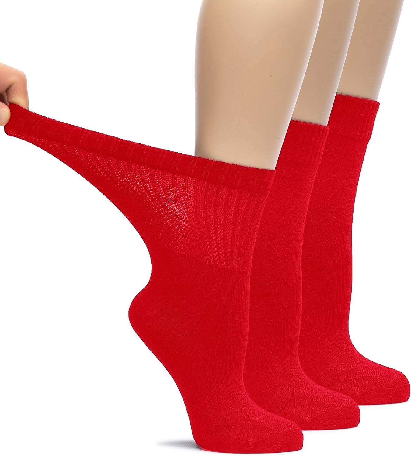 Hugh Ugoli Women's Rayon Loose Fit Diabetic Crew Socks, Non-Binding Top for Swollen Feet, Extra Wide and Stretchy, 3-6-9 Pair