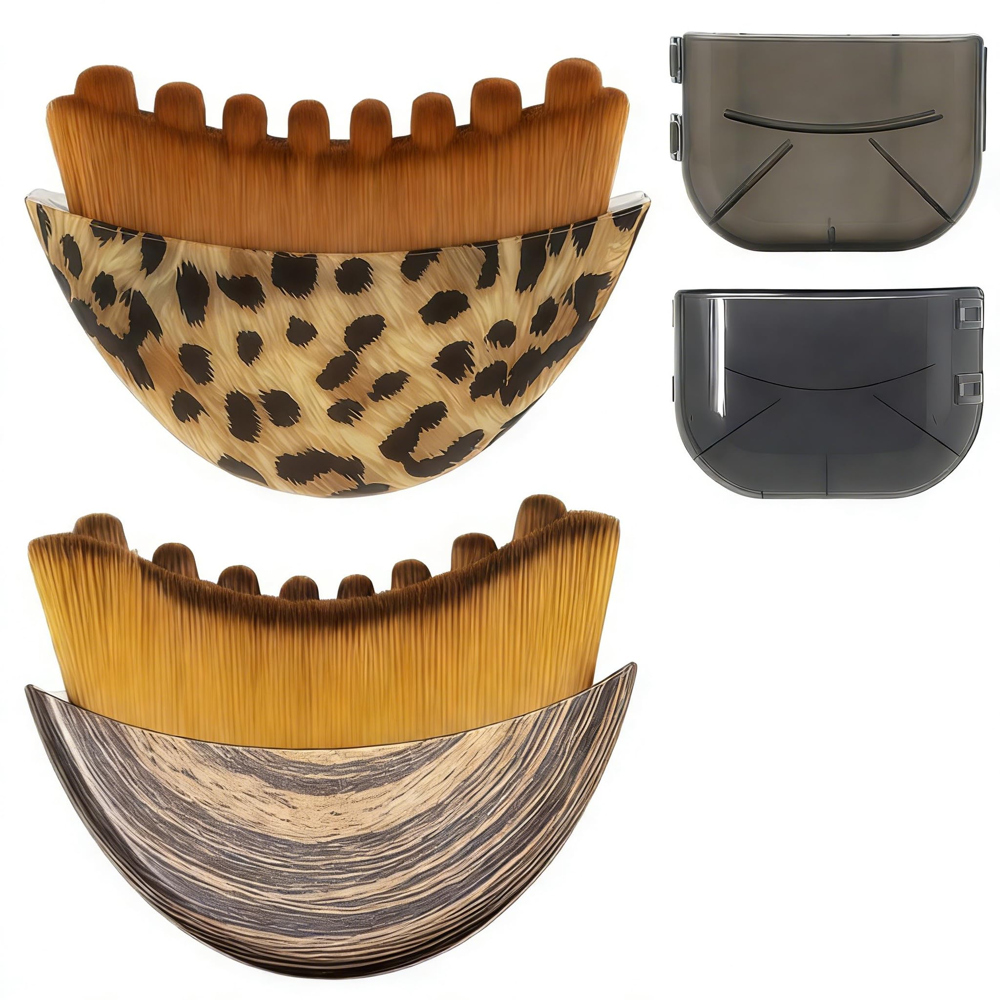 Cepillo de Drenaje Linfático Facial – 2 Piezas en Diseño Dorado y Leopardo, para Piel Radiante y Desintoxicada