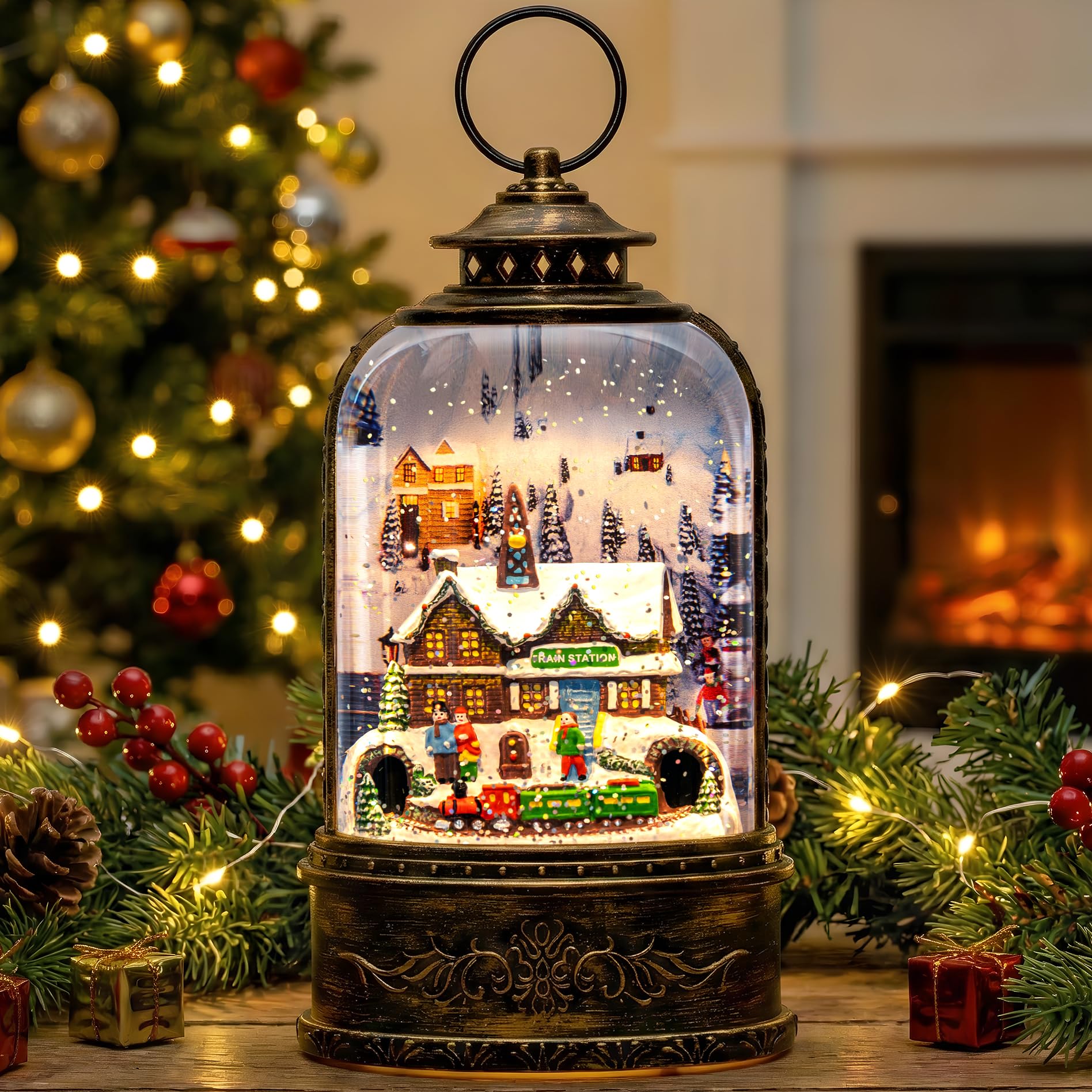 XPSCOCO Christmas Village Snow Globe Water Lantern - snow globes | Mubboo