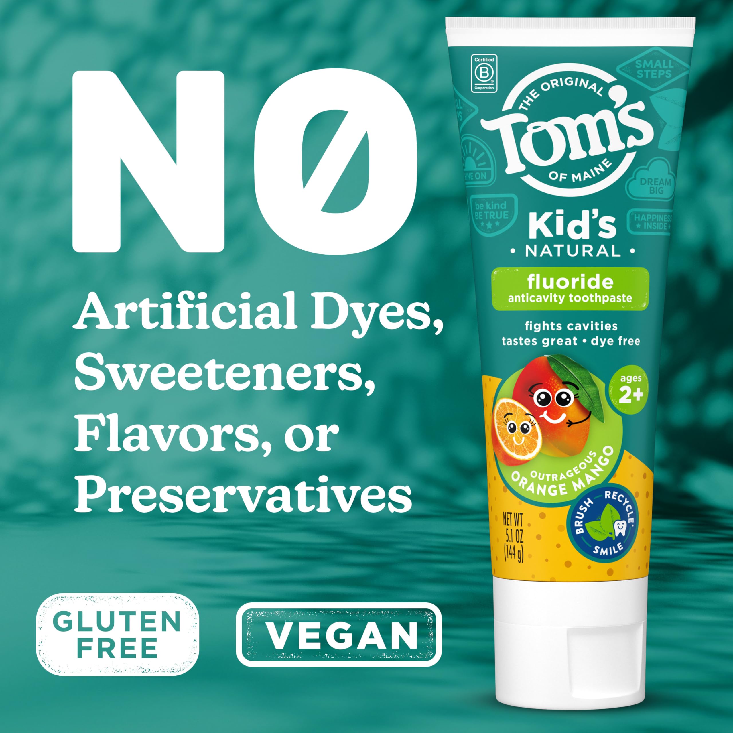 Tom's of Maine Natural Kids Fluoride Toothpaste, Orange Mango, 3Pk, 5.1 oz view 4