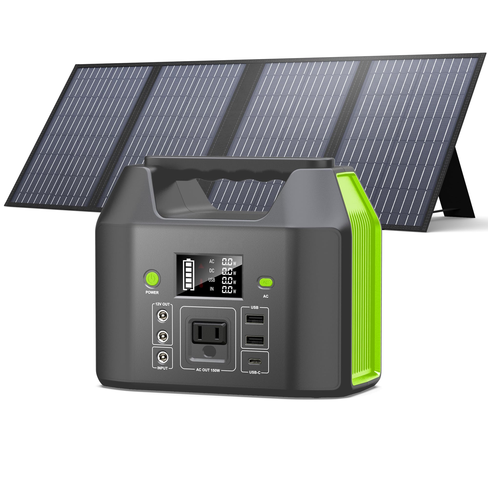 SinKeu 122 8Wh 38400mAh Solar Generator 150W Portable Power Station with 60W Solar Panel LiFePO4 Battery for Outdoor