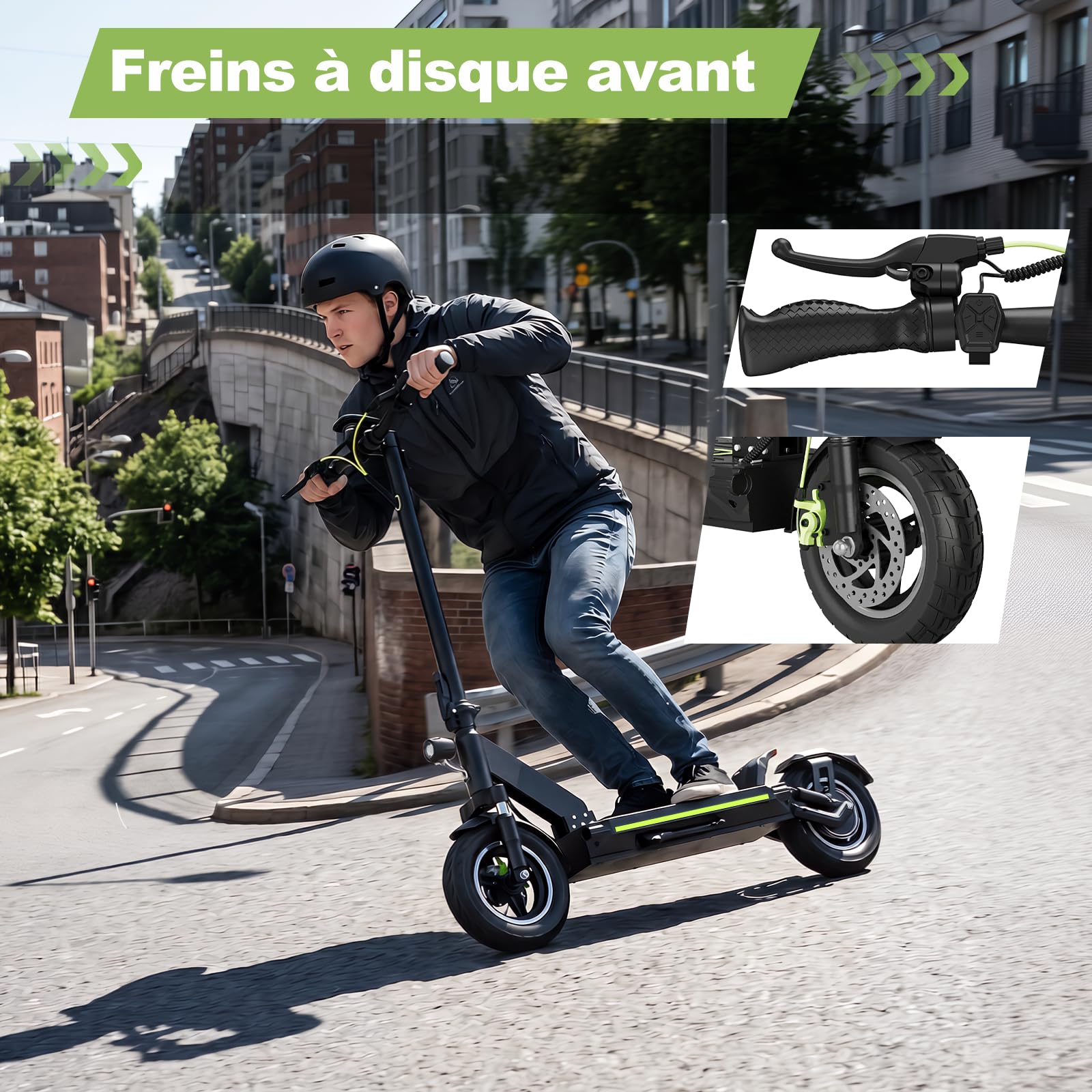 TODIMART Trottinette Électrique Adulte, Jusqu’à 55-80 km, Batterie 48V 13/18.2 Ah, Pneus Tout Terrain de 10 Pouces, Moteurs 500W/1000W*2, Double Suspension, Double Frein à Disque, Pliable