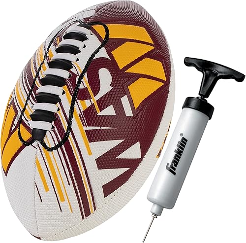 Miniatura 7 de Franklin Sports NFL - Balones de fútbol americano juveniles para todos los equipos de la NFL, juegos de fútbol infantil de 8.5 pulgadas + bomba de