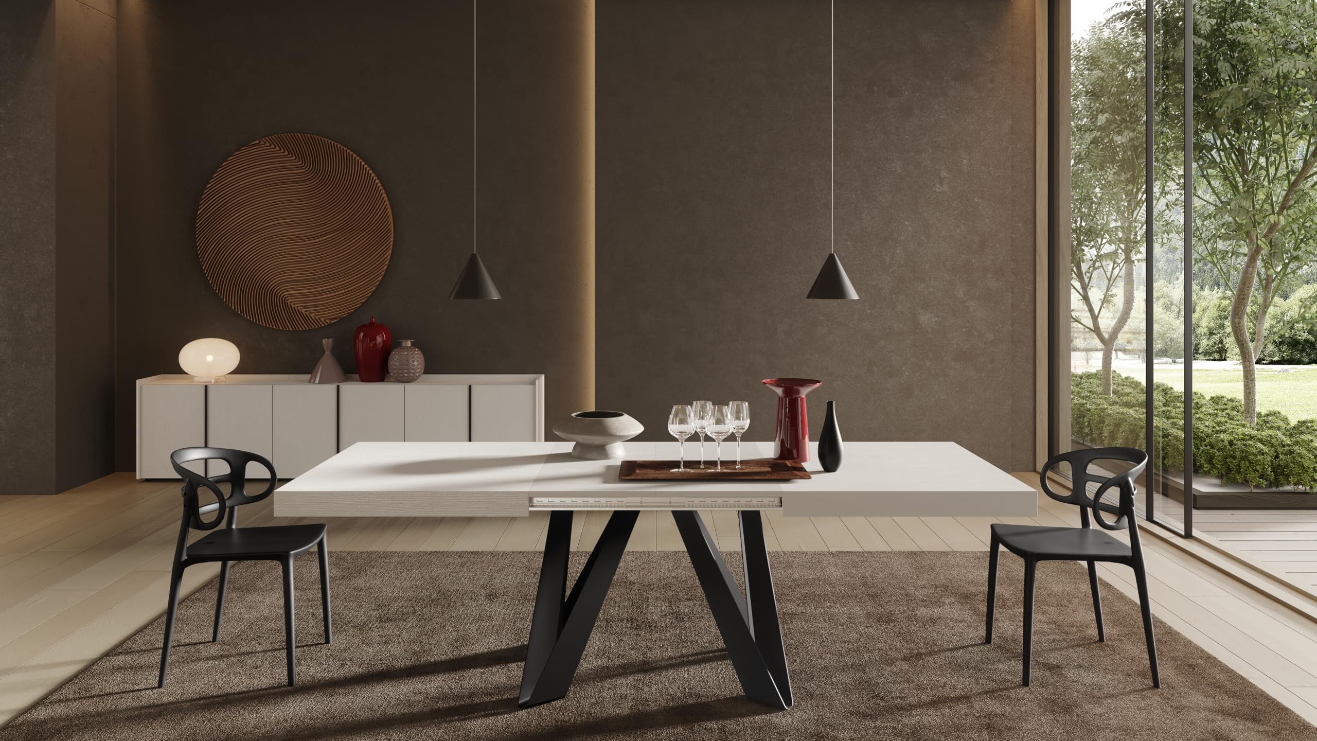 MOBILI FIVER, Sillas Carlotta, Set de 4, en Negro, Polipropileno, Silla por Cocina, Jardín, Salon