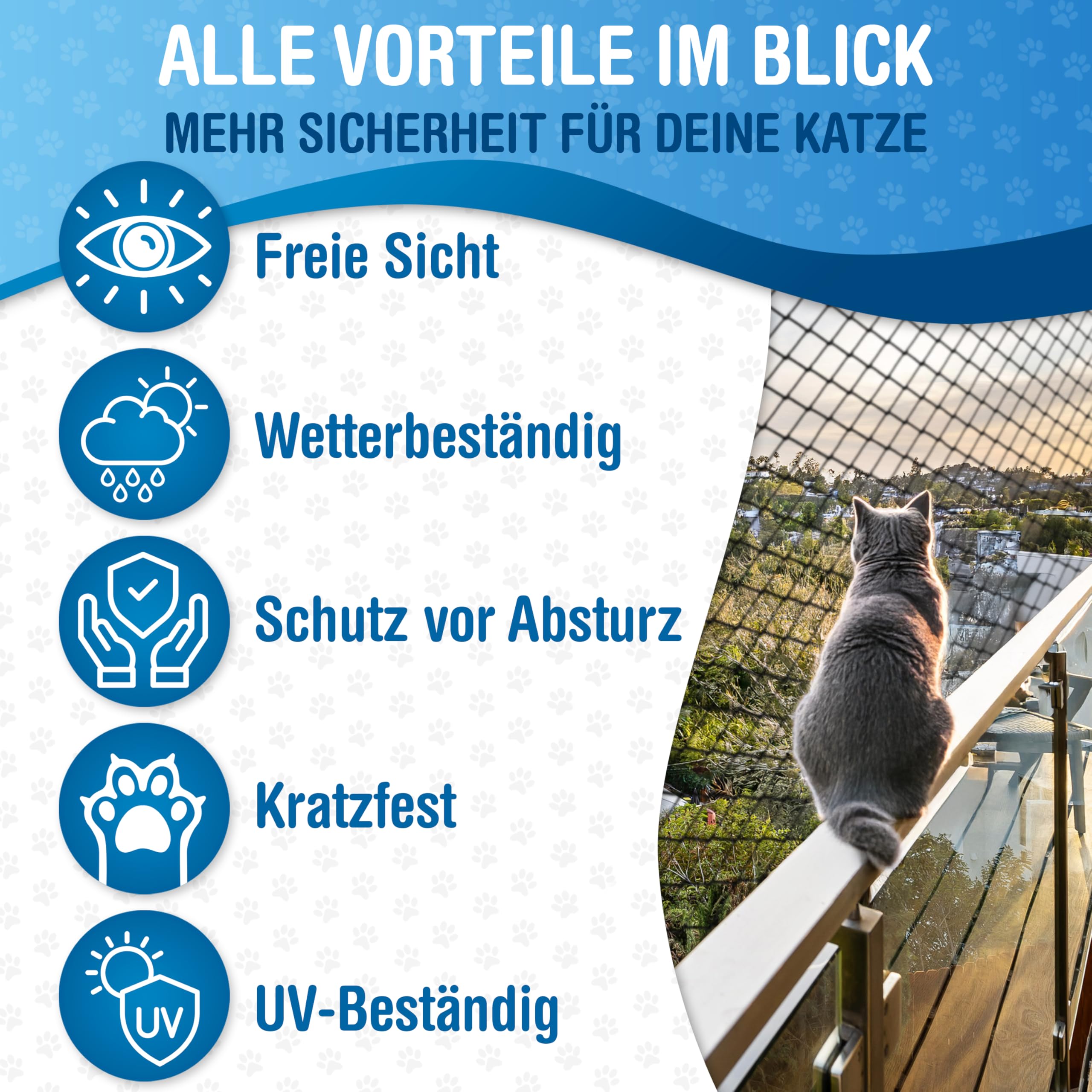 QCAT - Rete per gatti 7 in 1 per balcone [extra rinforzato] | universale, senza foratura, adattabile | rete per balconi, finestre (6 x 3 m, nero)