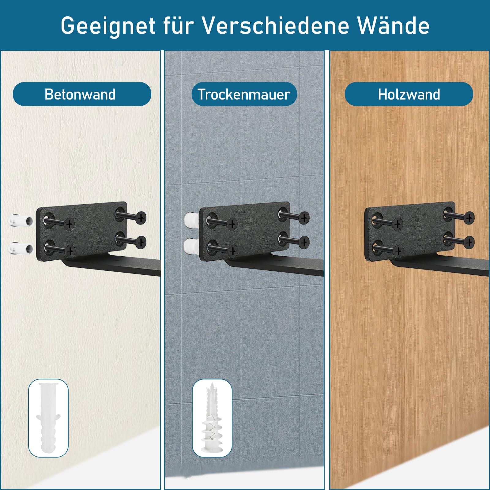 4 Stücke Regalhalterung Regalträger 15cm, Schwerlast Schwimmende Regalhalterungen, Industrielle Regal Wandhalterung, für die Wandmontage, Tragkraft 70 KG (Schwarz )