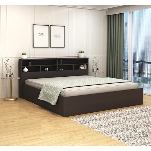DesignFit Engineered Wood King Size Bed with Box Storage | Wooden Double Bed Cot Palang Furniture for Bedroom Living Room (Wenge Finish) 1 Year Warranty