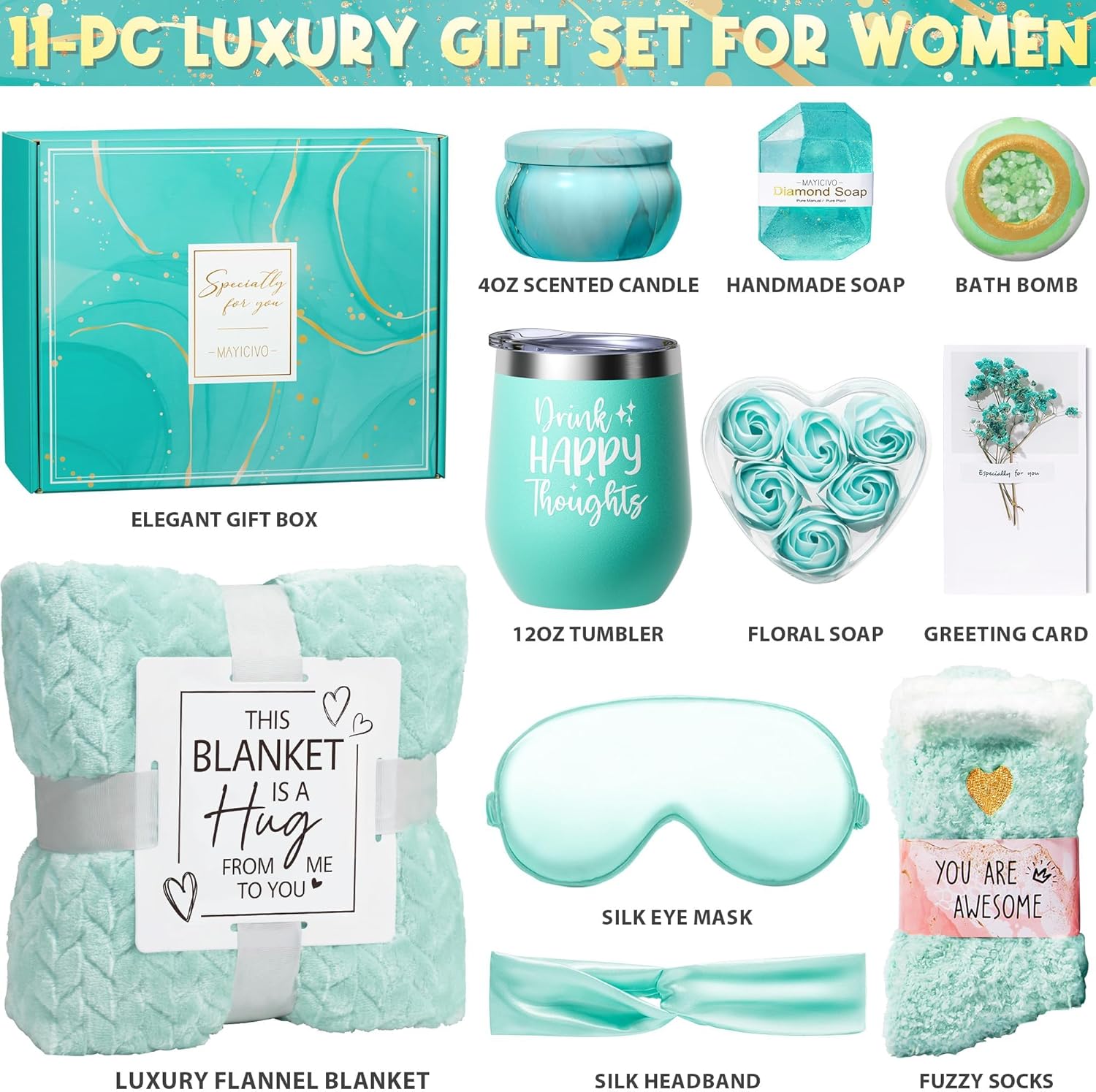 Valentines Day Birthday Gifts for Women Self Care Gifts Get Well Soon Gifts, Ocean Relaxing Spa Gifts Basket Care Package with Flannel Blanket, Unique Gifts for Her Mom Wife Girlfriend Friend Sister - Image 2