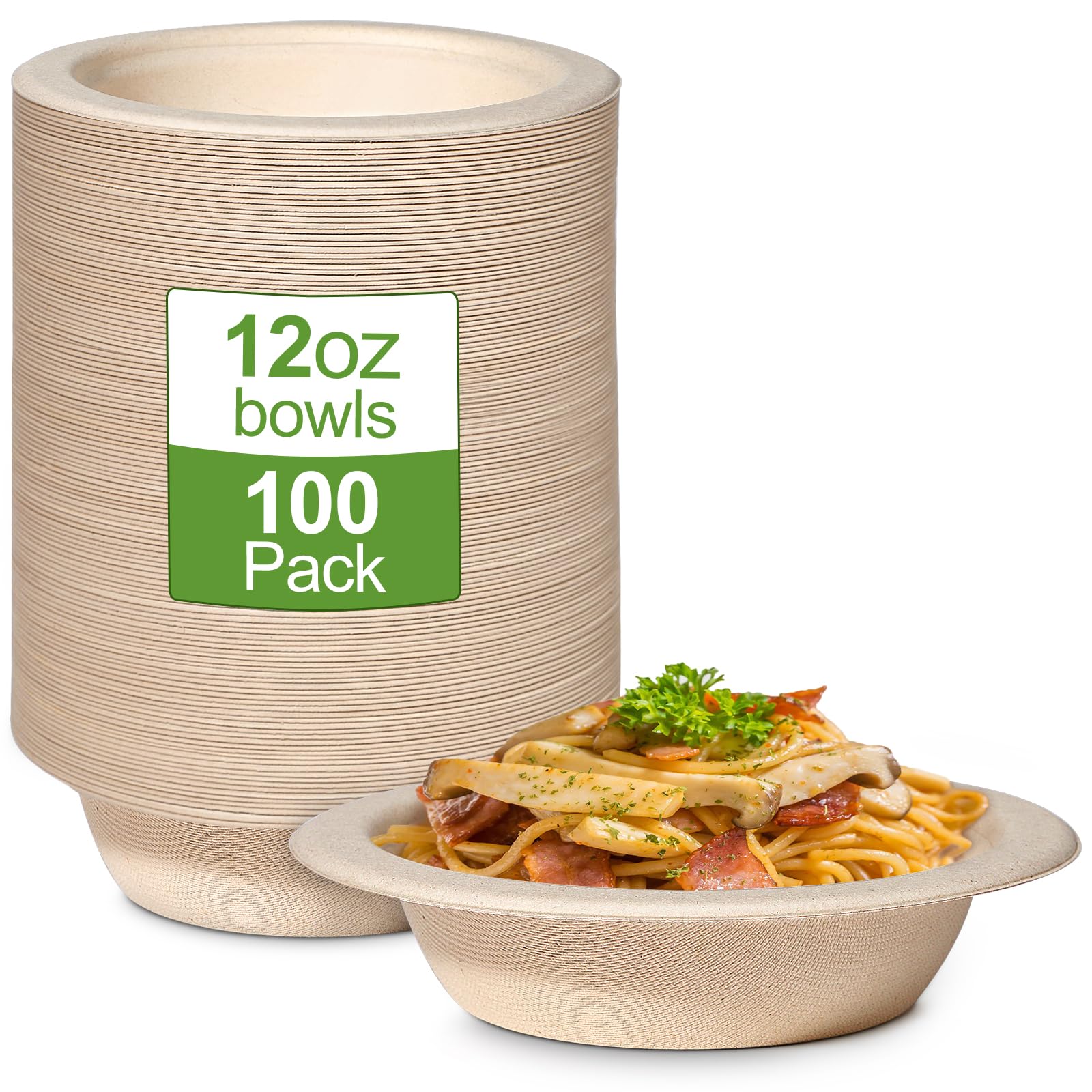 GREENESAGE 100 Pack 12oz Disposable Bowls Paper Bowls Eco-Friendly