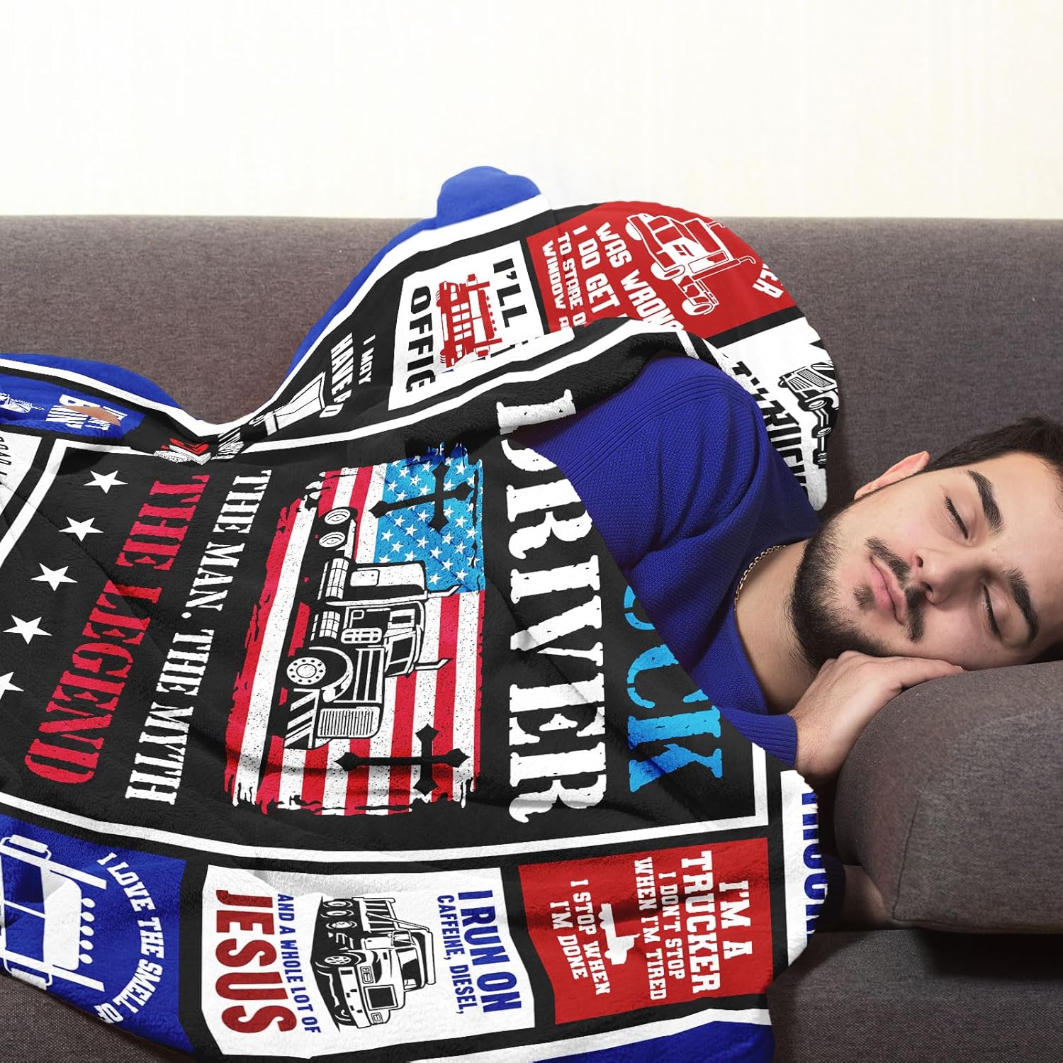Christmas Truck Driver Gifts for Men, Truck Driver Appreciation Gifts, Trucker Gifts for Men Throw Blanket 60" x 50", Best Gift for Trucker Man, Cool Truckers Gifts for Dad/Trucks Lovers - Image 4