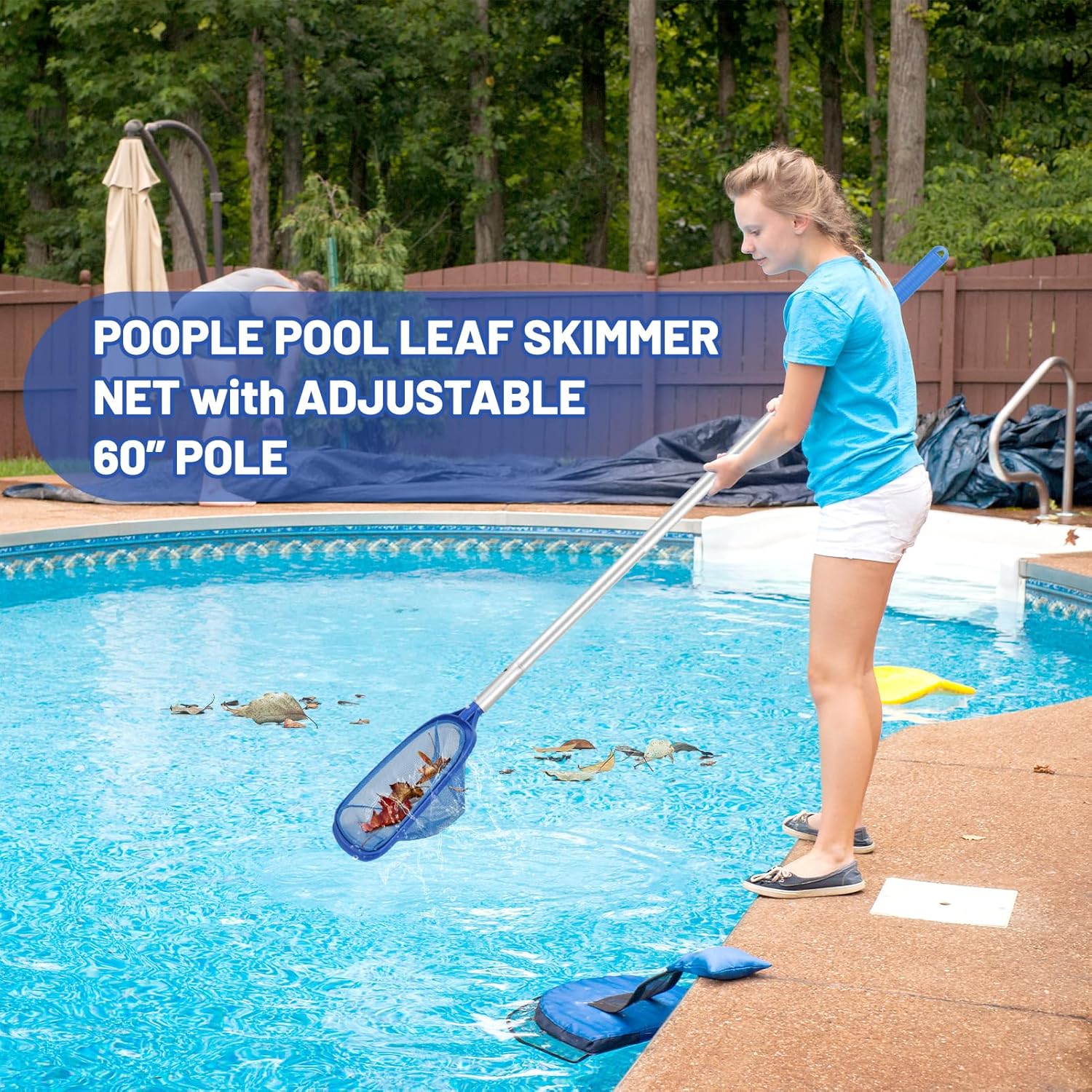 Pool Cleaning Kit, 16'' Pool Brush Head & Pool Skimmer Net with 60" Pole, Pool Net Skimmer & Pool Brush with Pole, Pool Net & Pool Brushes for Cleaning Pool Walls with Pole - Image 6