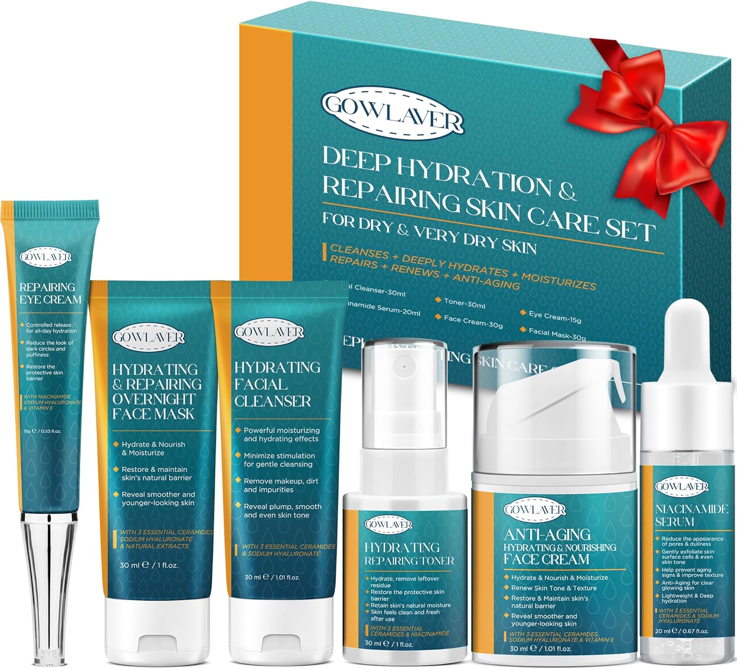 Skin Care Set for Teens Womens,Anti-Aging Deeply Hydrates Repairs Skincare Gift Set for All Skin,Facial Skin Care Products Routine Kit Christmas Beauty Gift Set for Women Stocking Stuffers