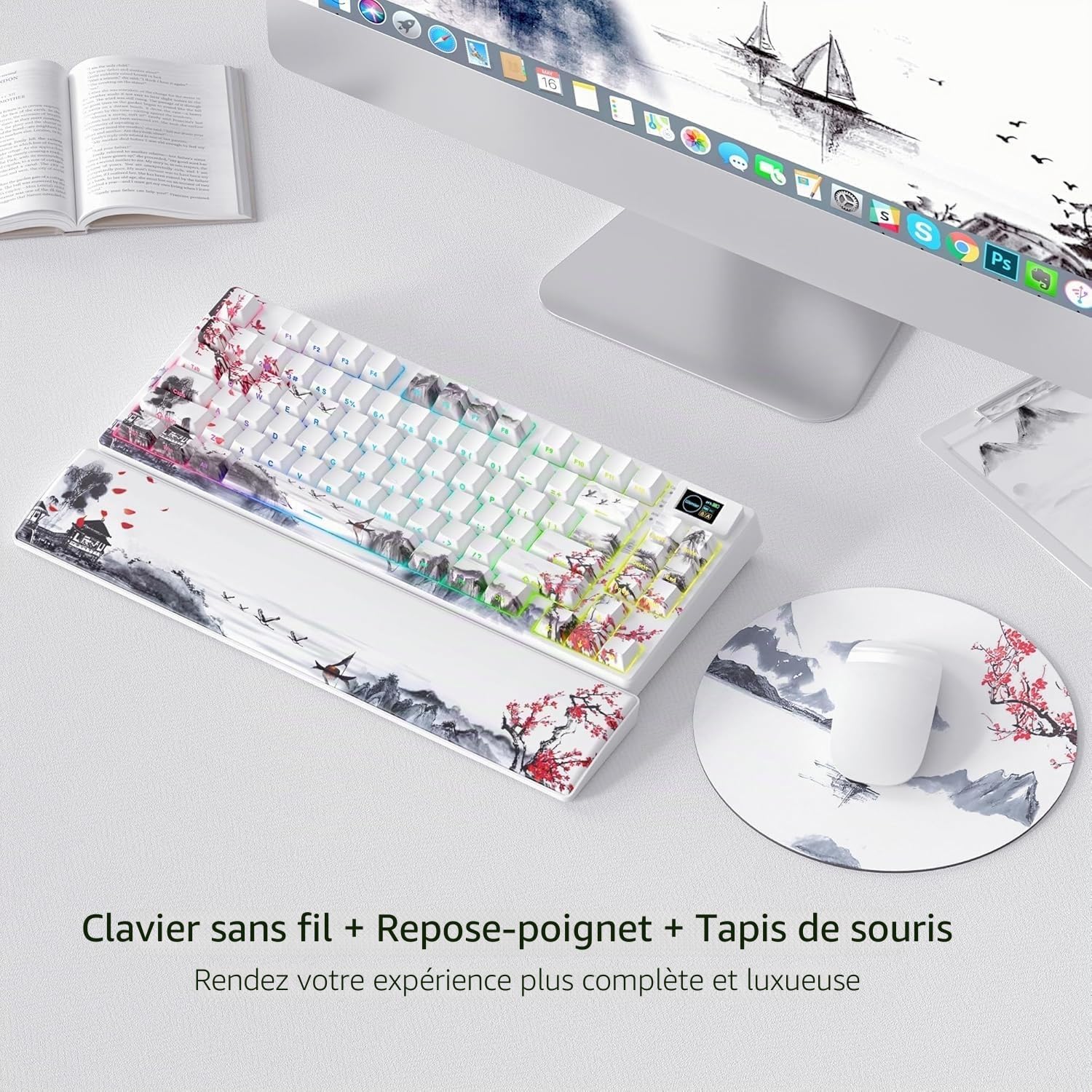 SK80 Pro Clavier mécanique 75%, QWERTY 3 Modes