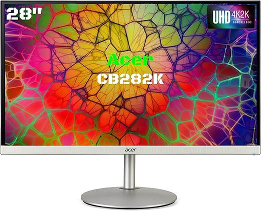 Acer CB282K 28 Inch (71.12 Cm) UHD 4K 3840 X 2160 Pixels IPS LCD Monitor with LED Back Light I AMD Freesync I 90% Dci-P3, Height Adjustable, Tilt &…
