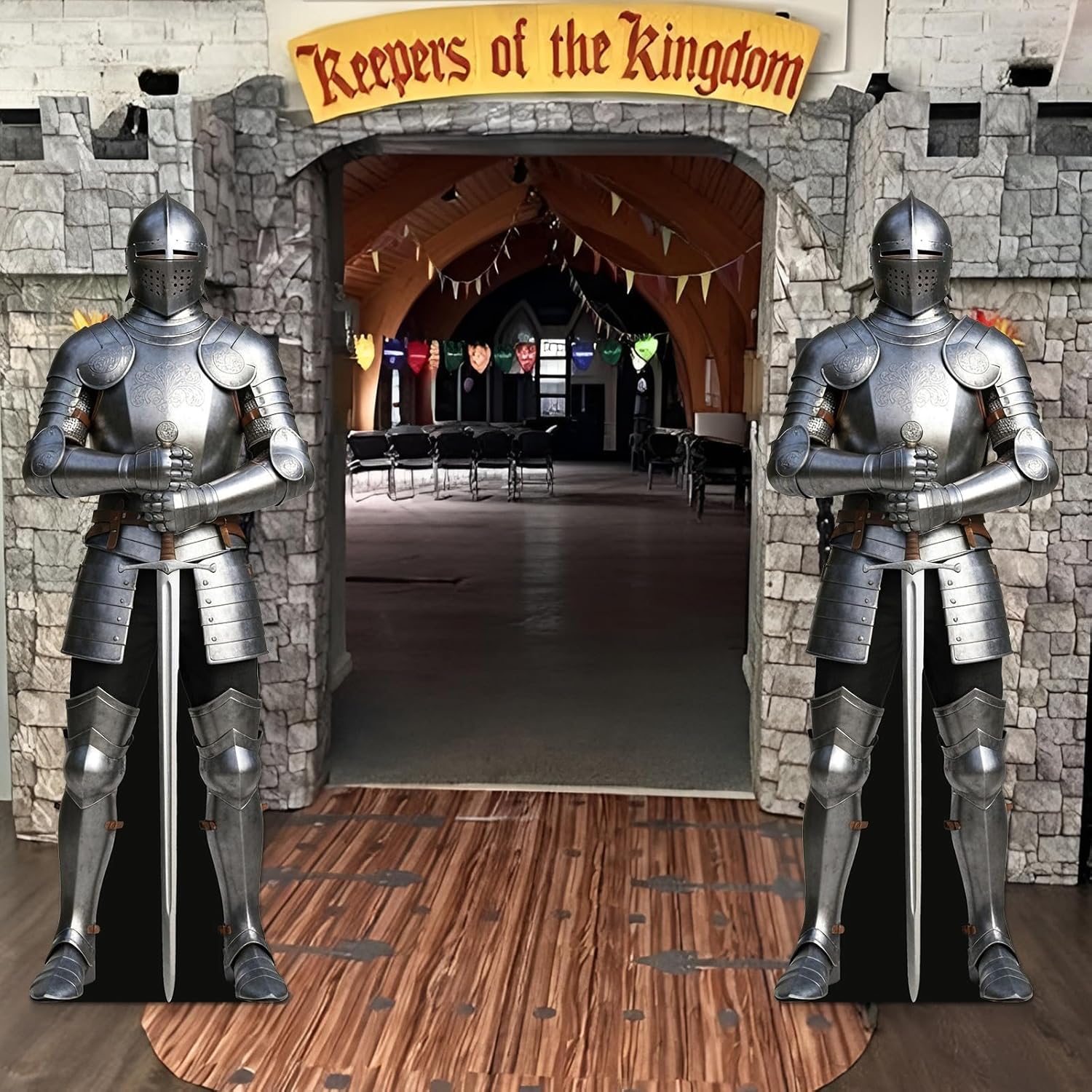 Capoda 1 Pcs 5.9 Ft Knight Cardboard Cutout Stand up Medieval Party Decorations Life-Size Knight in Armor Photo Cutout Suit of Armor Photo Props for Medieval Themed Party Background Decor