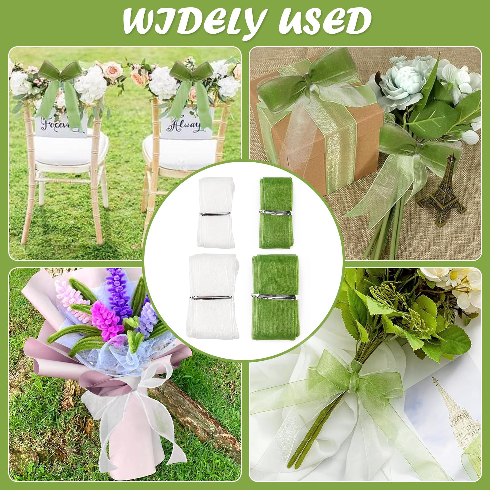 QRJ 2 rotoli di nastro adesivo per steli da fiorista, 12 mm, nastro verde floreale per bouquet, fiori, per artigianato, mazzi di fiori, vasi, ghirlande di fiori artificiali, 15 piedi/rotolo