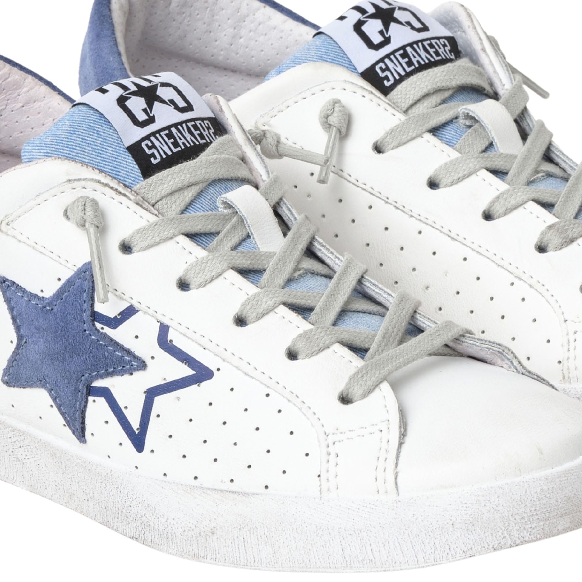 2Star Scarpe Prime Star Sneakers Casual Uomo Pelle Bianco/Blu 44