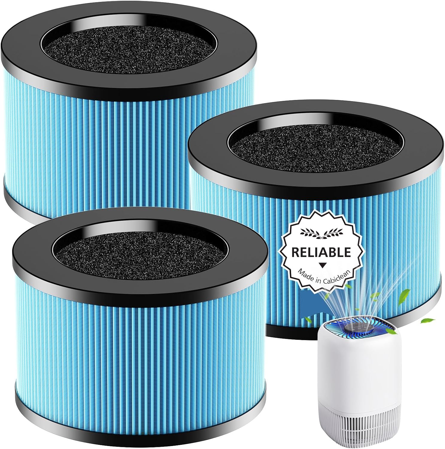 MK01 MK06 DH-JH12 HEPA Filter Replacement for VOOPNU DH-JH12, ToLife TZ-K1 | For FreAire KN6391, Kloudi DH-JH01, MK01 MK06 Air Purifier, Activated Carbon Air Purifier Filter for Smoke, Dust, 3 Pack
