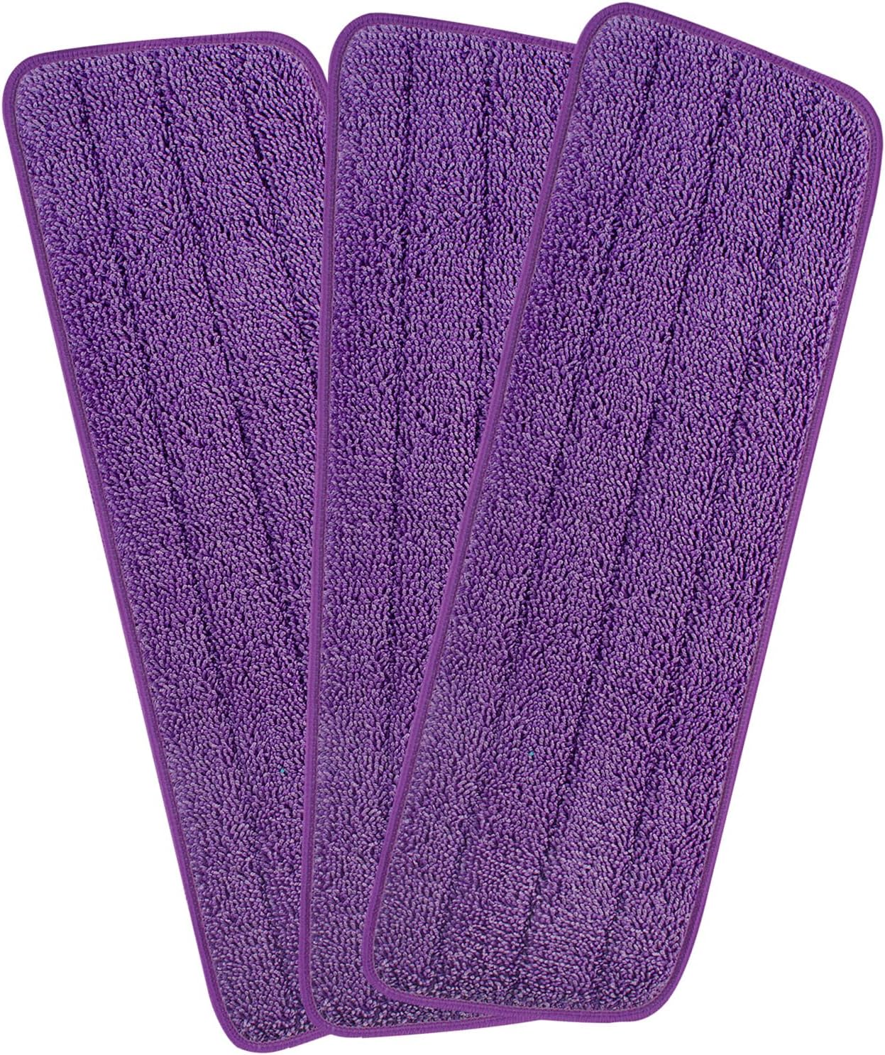 3 Pack 16.5 inch Reusable Mop Pads Microfiber Spray Mop Replacement Heads for Wet/Dry Mops Compatible with Bona Floor Care System (Purple)