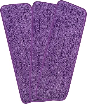 3 Pack 16.5 inch Reusable Mop Pads Microfiber Spray Mop Replacement Heads for Wet/Dry Mops Compatible with Bona Floor Care System Purple
