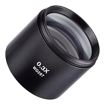 AmScope ZM03 0.3X Barlow Lens for ZM-Series Stereo Microscope Heads, 48mm Diameter Mount