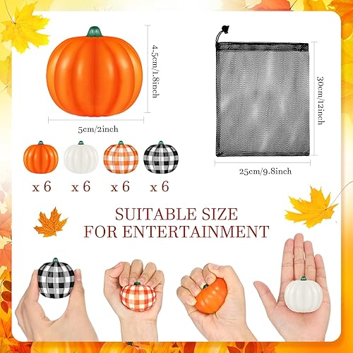 Miniatura 2 de Leyndo 48 bolas de calabaza de Acción de Gracias para aliviar el estrés, mini bolas de espuma para apretar, juguetes de fiesta de Halloween, con