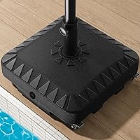 QNCZ 120lbs Patio Umbrella Base with Wheels - Heavy Duty Weighted Stand, Fits 1.5-1.9" Poles, Mobile Outdoor Stability, Black