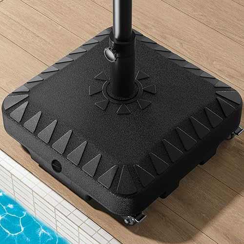 QNCZ Premium Patio Umbrella Base with Wheels, 120lbs Weighted Umbrella