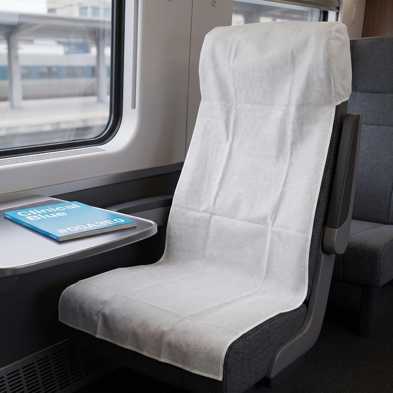 UKCOCO 10pcs Disposable Non-Woven Fabric Seat Covers for Public Transportation Seats, Soft Skin-Friendly Comfort with Fine-Textured Surface, for Train and Bus Travel Protection
