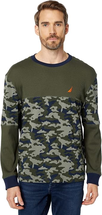 Nautica mens Camo-blocked Long Sleeve T 