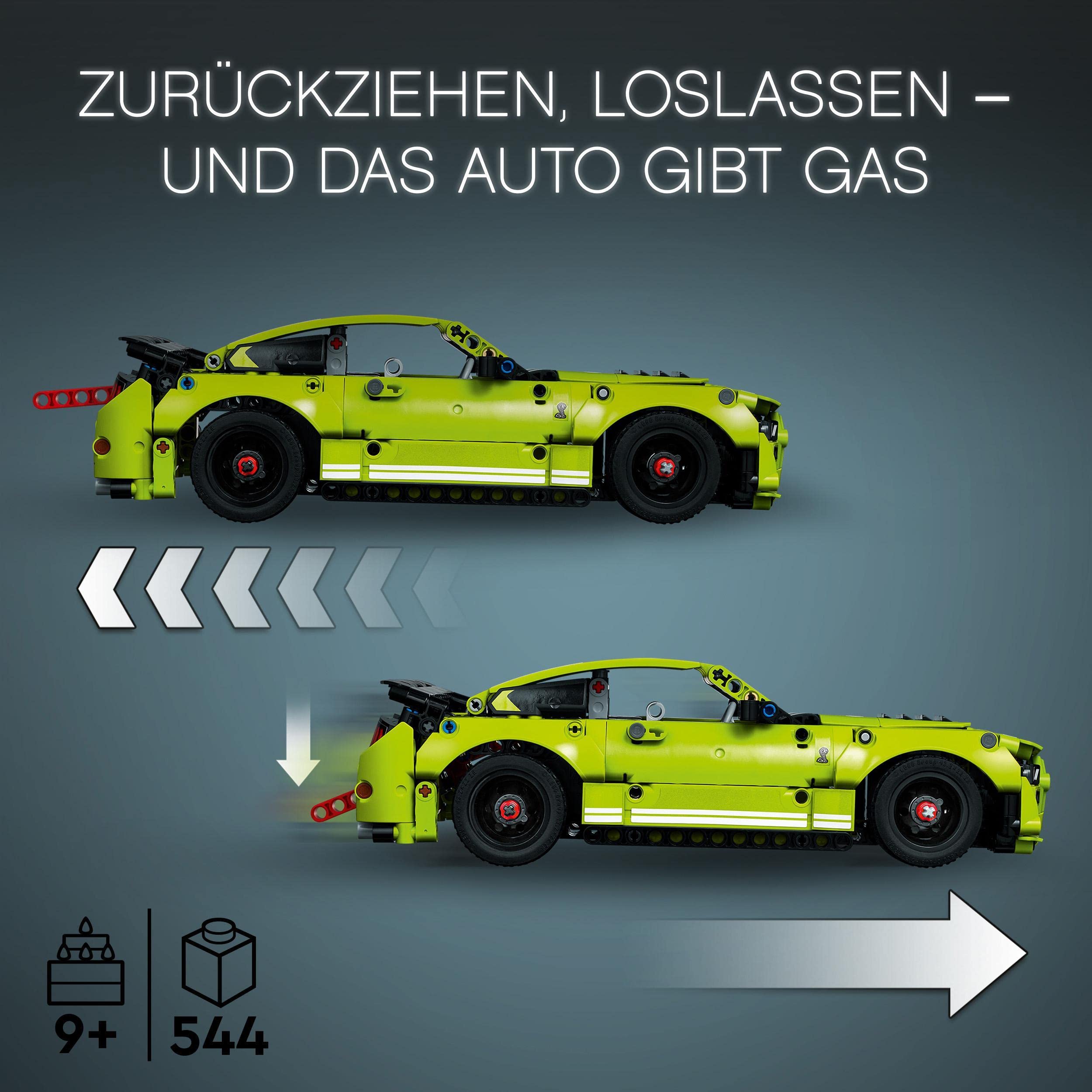 LEGO Technic Ford Mustang Shelby GT500, Modellauto-Bausatz, Spielzeugauto, Rennauto für Kinder und Teenager mit AR-App und Rückziehmotor 42138