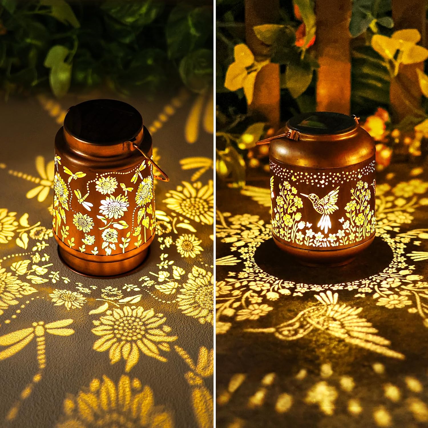 Dragonfly Solar Lanterns Outdoor Waterproof Sunflower Solar Lights Birthday Christmas Gifts for Women Mom Metal Hanging Decorative LED Lantern Outside for Garden Decor,Yard,Patio,Porch,Lawn,Backyard